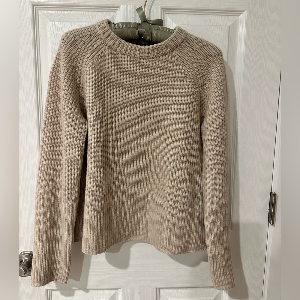 Jenni Kayne Cashmere Fisherman Sweater, Oatmeal size small EUC